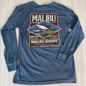 Malibu Divers Point Dume Leo Carrillo Heathered Blue Gray Long Sleeve Tee Small